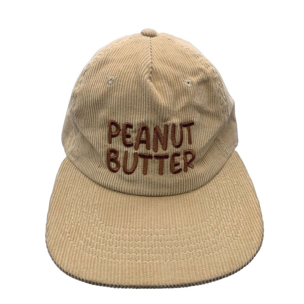 Peanut Butter Corduroy Dad Hat Tan Beige Brown Embroidered Strapback